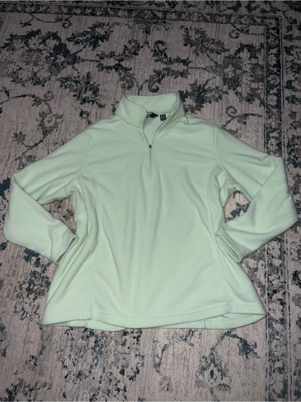 Lands' End Light Mint Quarter-Zip Fleece Pullover